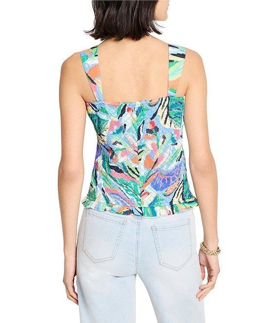 NIC + ZOE Island Beat Smocked Scoop Neck Sleeveless Ruffle Tank Product Image
