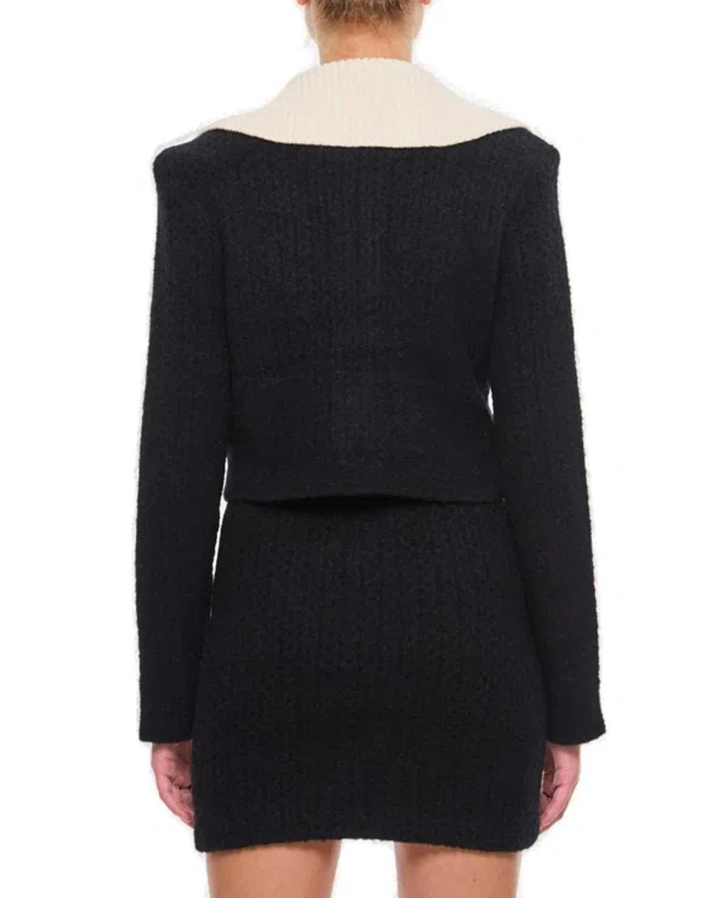 Contrast Trim Cardigan In Black Product Image