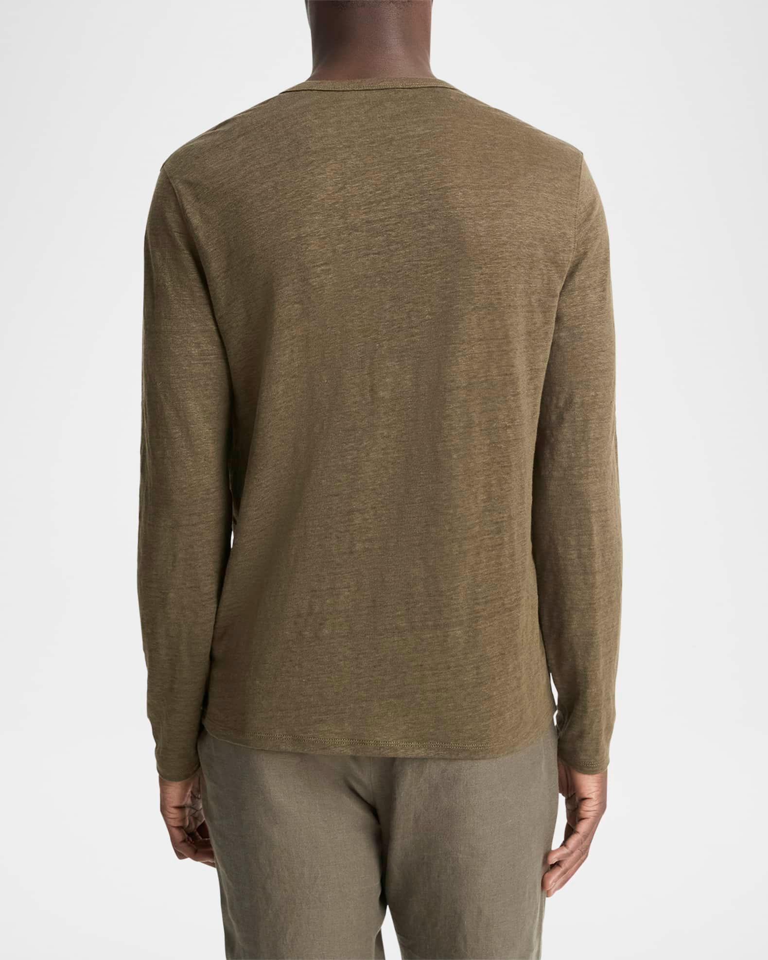 Men's Split-Neck Linen T-Shirt Product Image