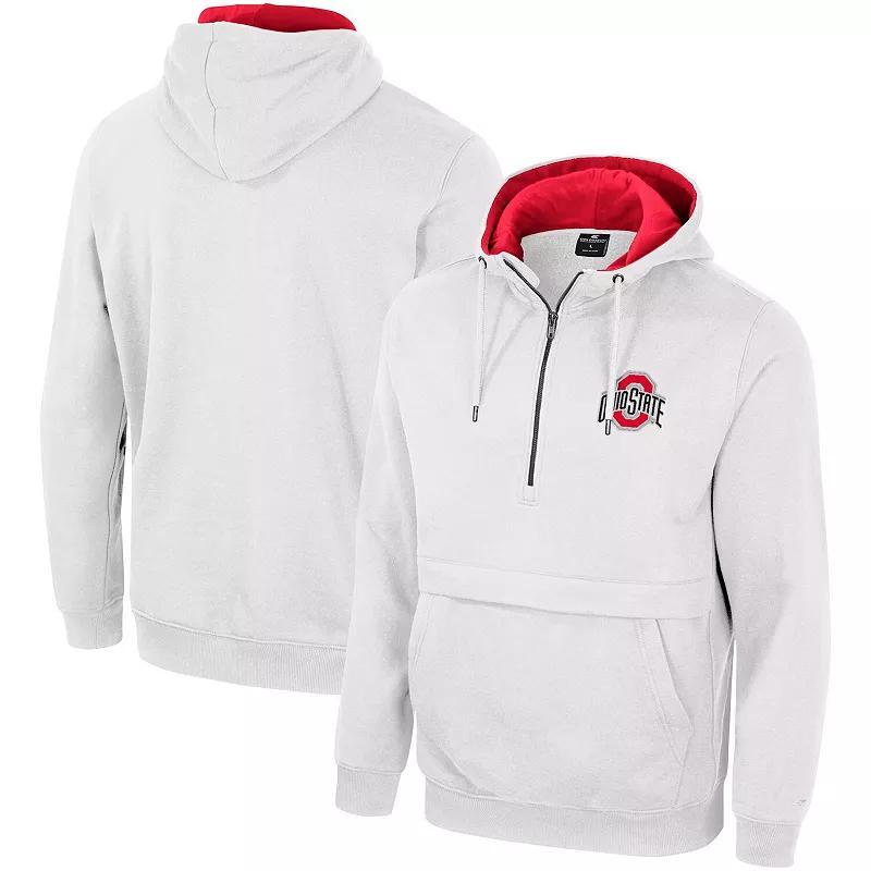 Men's Colosseum White Ohio State Buckeyes Half-Zip Hoodie, Size: 2XL Product Image