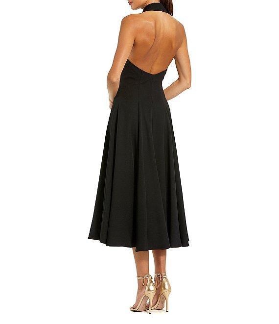 Mac Duggal Crepe Notch Lapel Halter Neck Sleeveless Button Front Blazer Dress Product Image