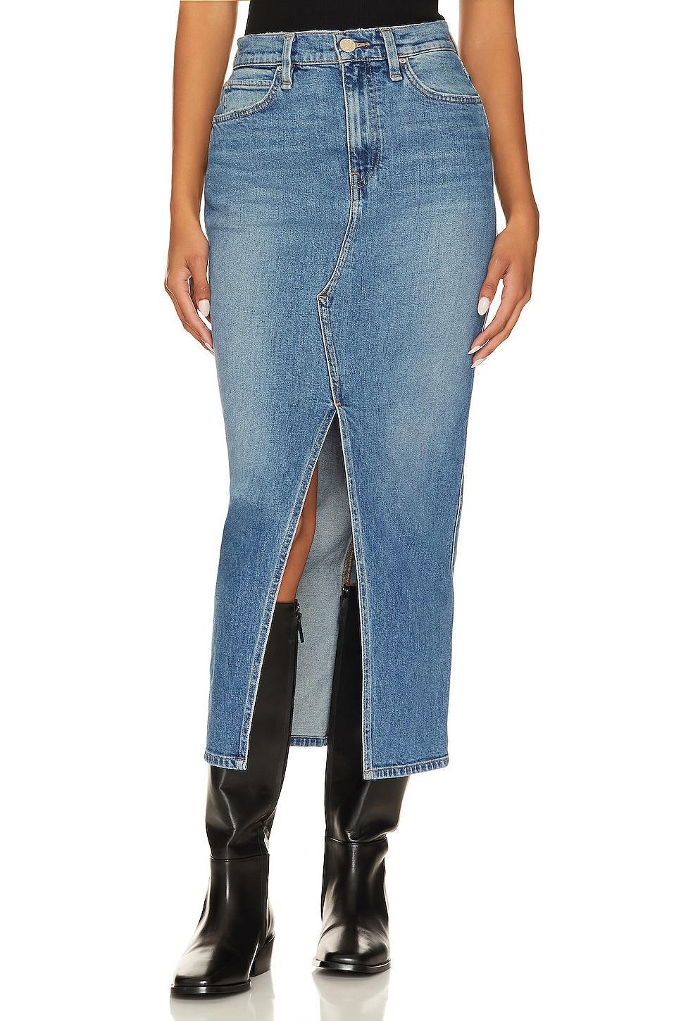 Womens Reconstructed Denim Midi-Skirt Product Image