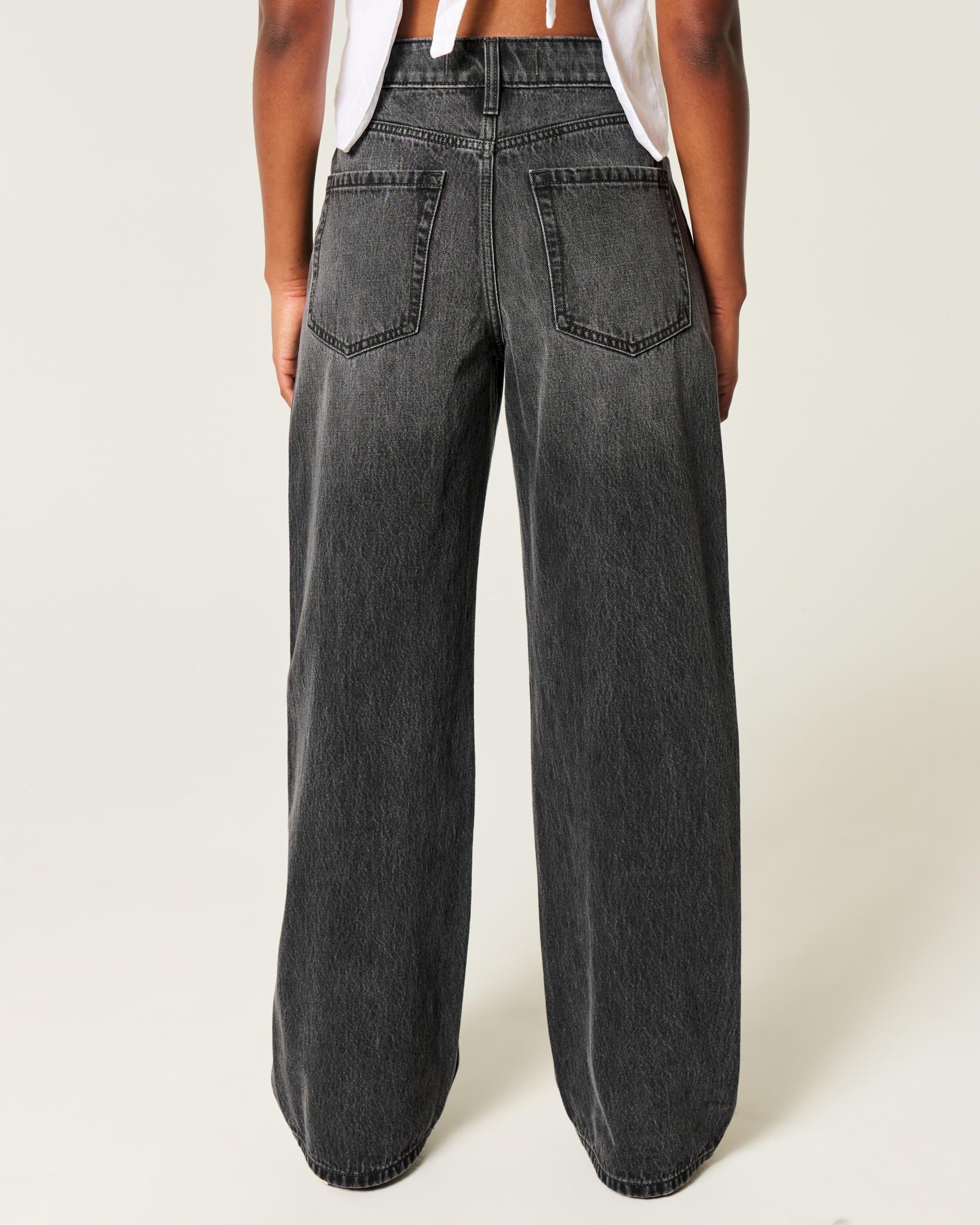 High-Rise Washed Black Baggy Jeans Product Image