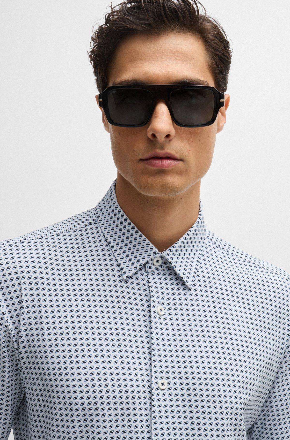 Slim-fit shirt in printed performance-stretch fabric Product Image