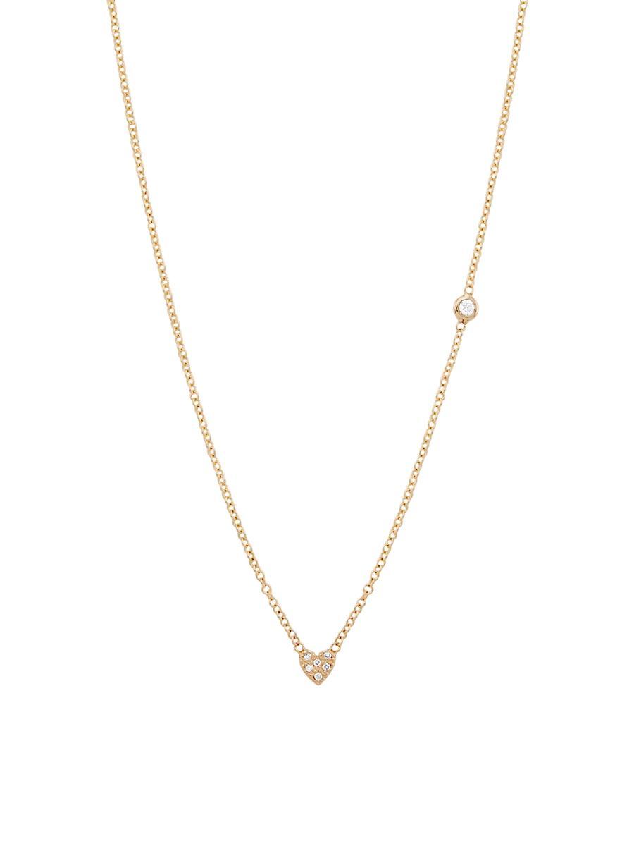 Womens Itty Bitty Symbols 14K Yellow Gold & 0.05 TCW Diamond Heart Pendant Necklace Product Image