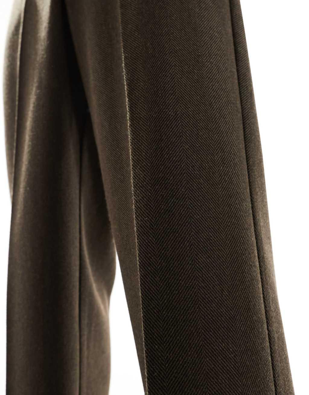 ASOS DESIGN smart wide leg wool mix pants-Brown Product Image