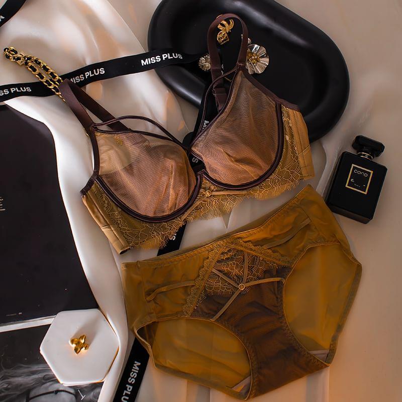 Lace Panel Bra / Panty / Set Product Image