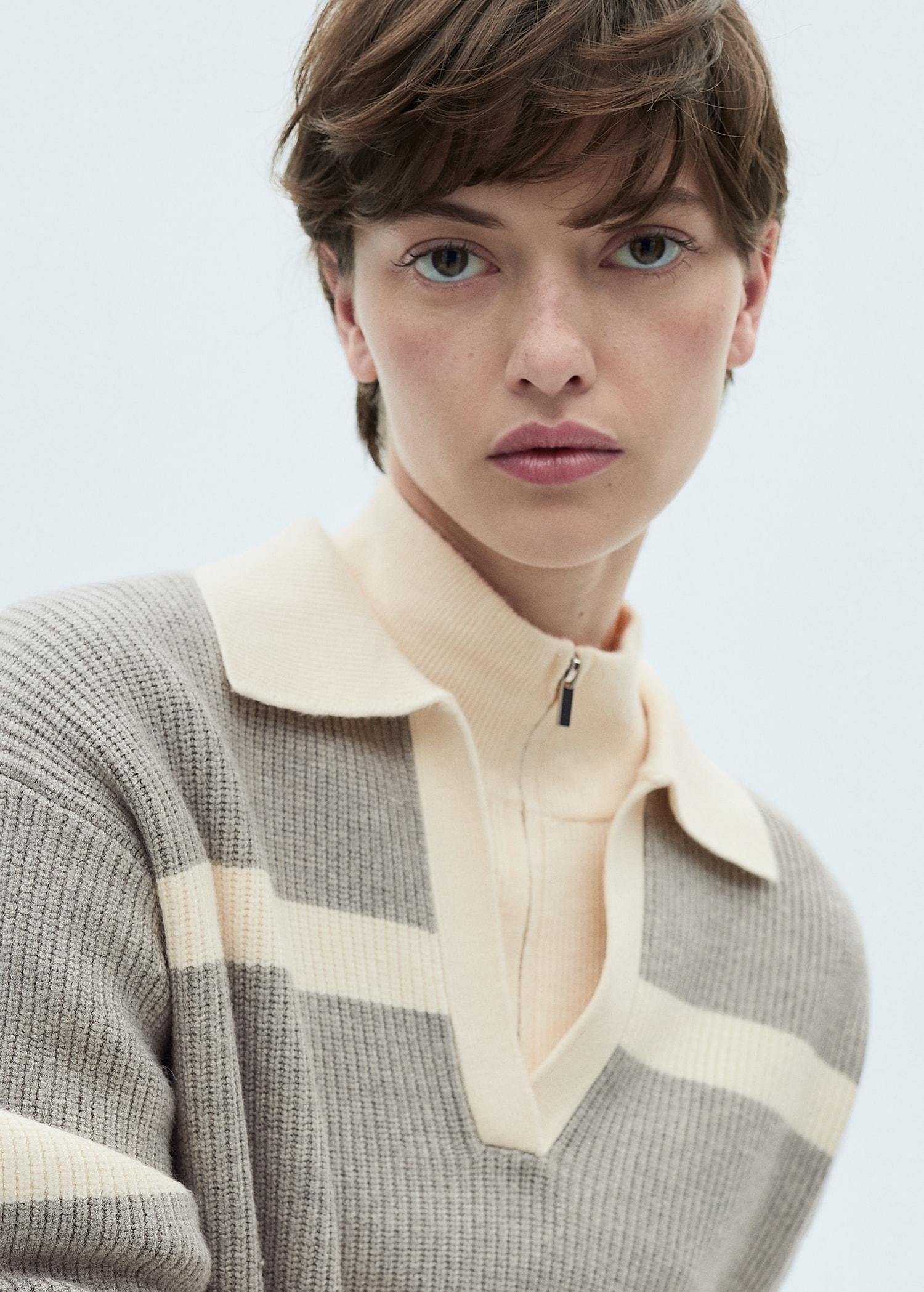 Knitted polo-neck sweater - Women | MANGO USA Product Image