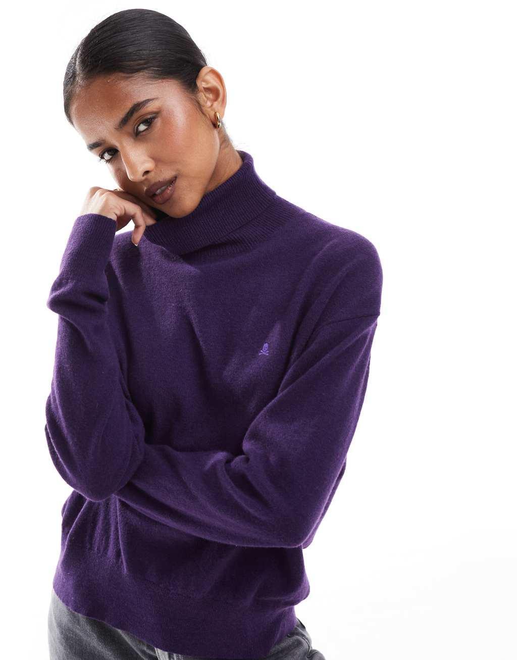 Scalpers joy turtle sweater in dark purple  Product Image