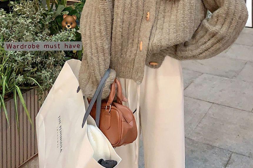 Turtleneck Ribbed Toggle Cardigan Product Image