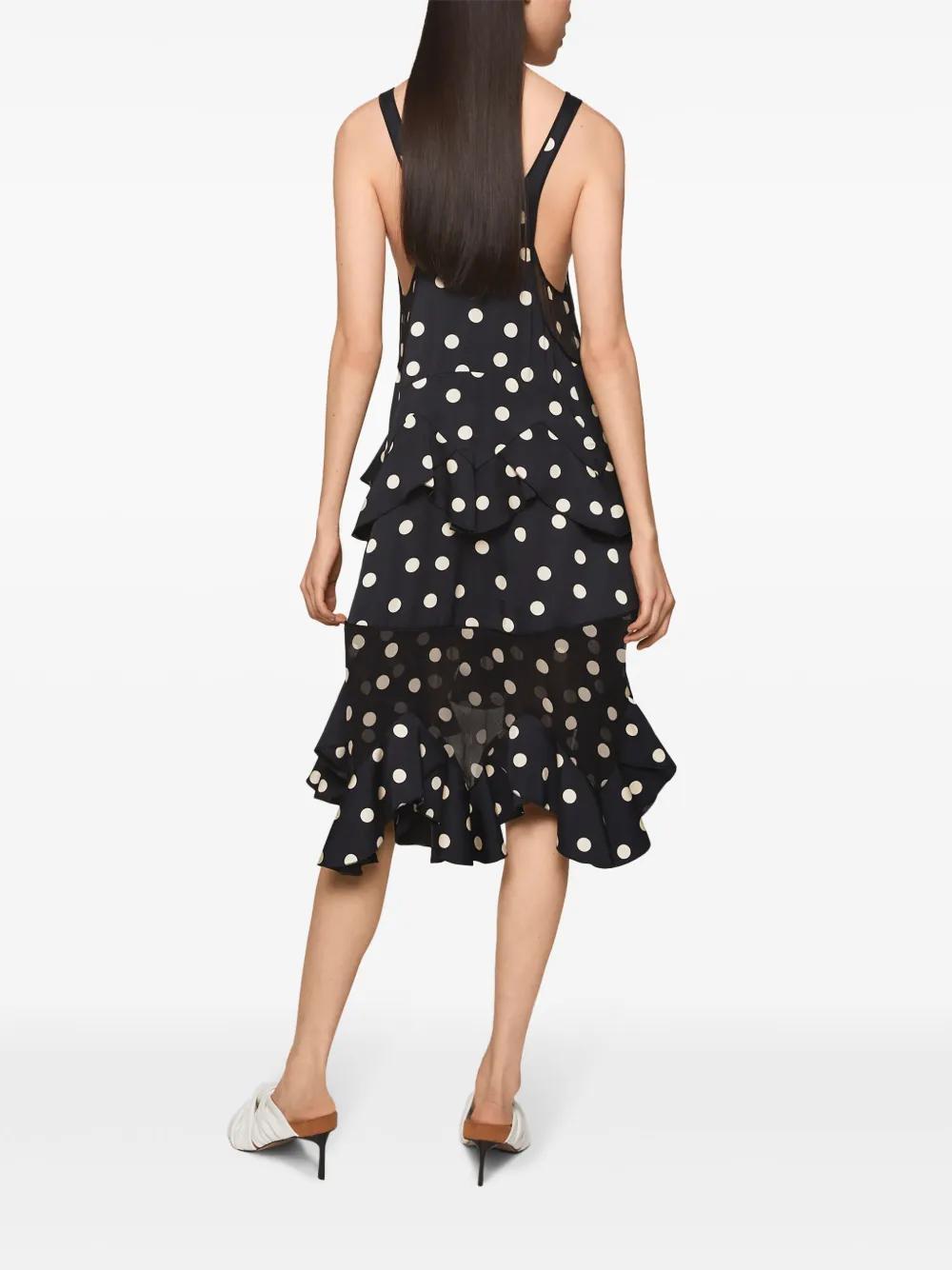polka dot-print ruffled dress Product Image