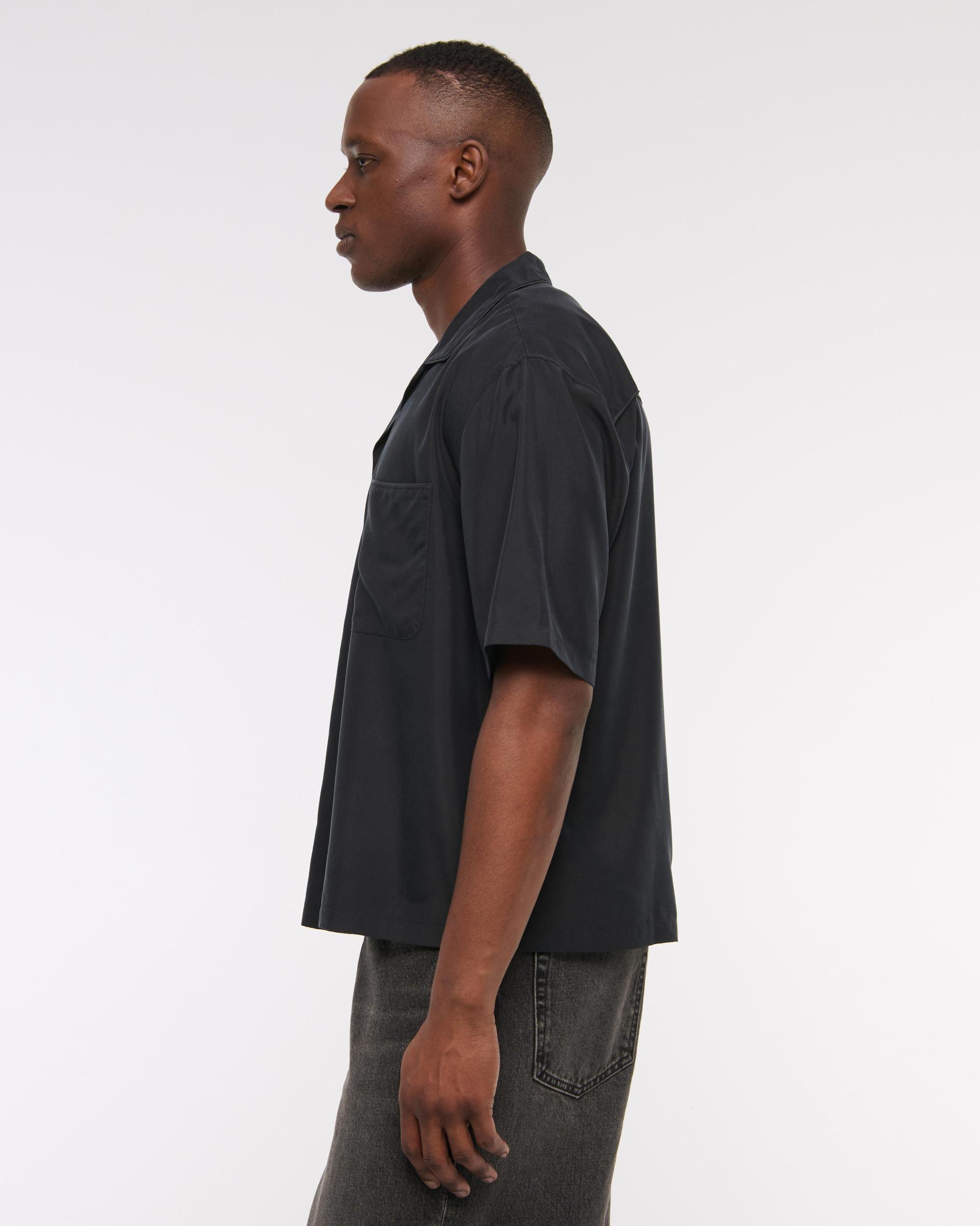 Camp Collar Cropped Cupro Shirt Product Image