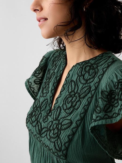 Crinkle Gauze Embroidered Mini Dress Product Image