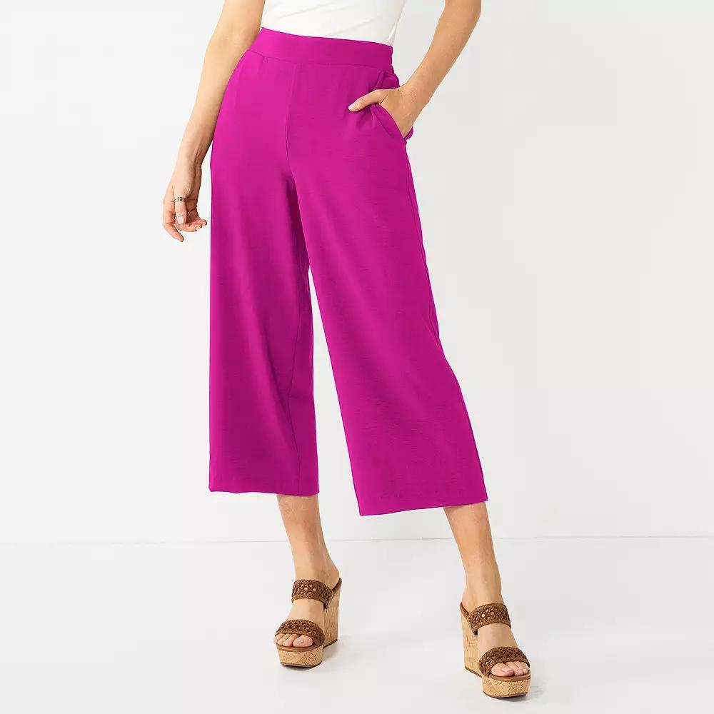 Women's Nine West Pull-On Wide-Leg Crop Pants, Size: Small, Orchid Landscape Product Image