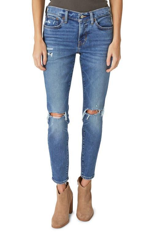 Lucky Brand Womens Cotton Rolling Stones Boyfriend Tee Cloud Plaid Boyfriend Shirt Ava Mid Rise Ripped Skinny Jeans Product Image
