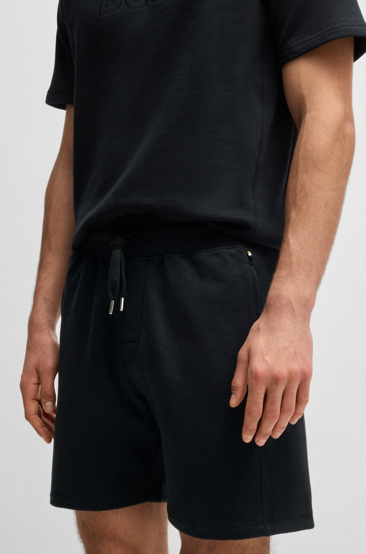 Cotton-terry shorts with outline logo embroidery Product Image