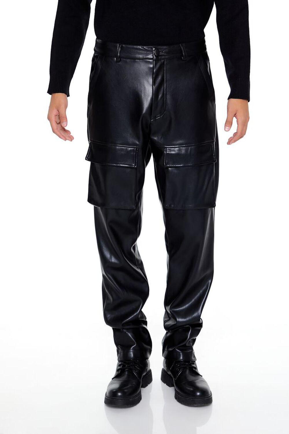 Slim-Fit Faux Leather Cargo Pants | Forever 21 Product Image