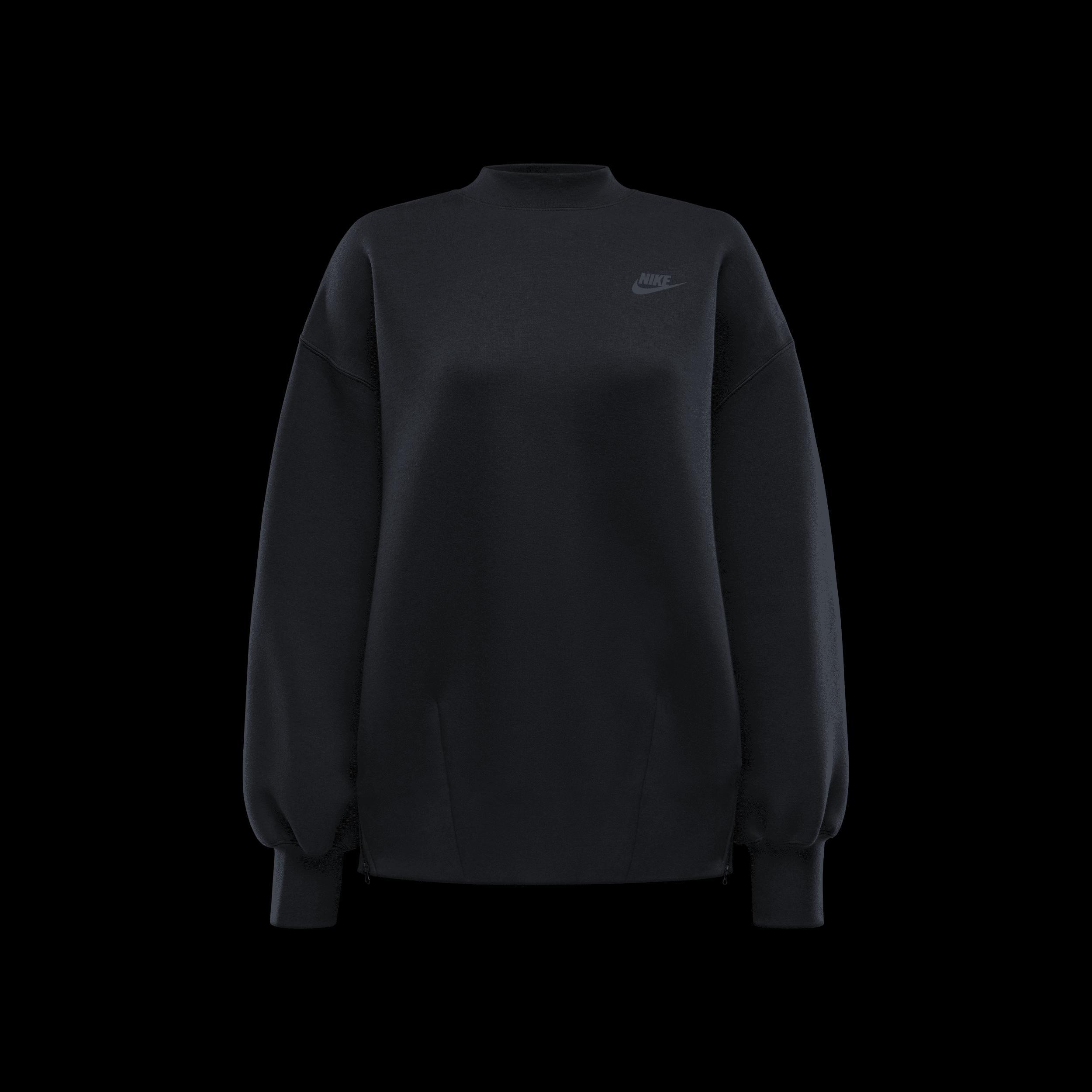 Nike Womens Sportswear Tech Fleece Oversized Crewneck Sweatshirt in Black Product Image