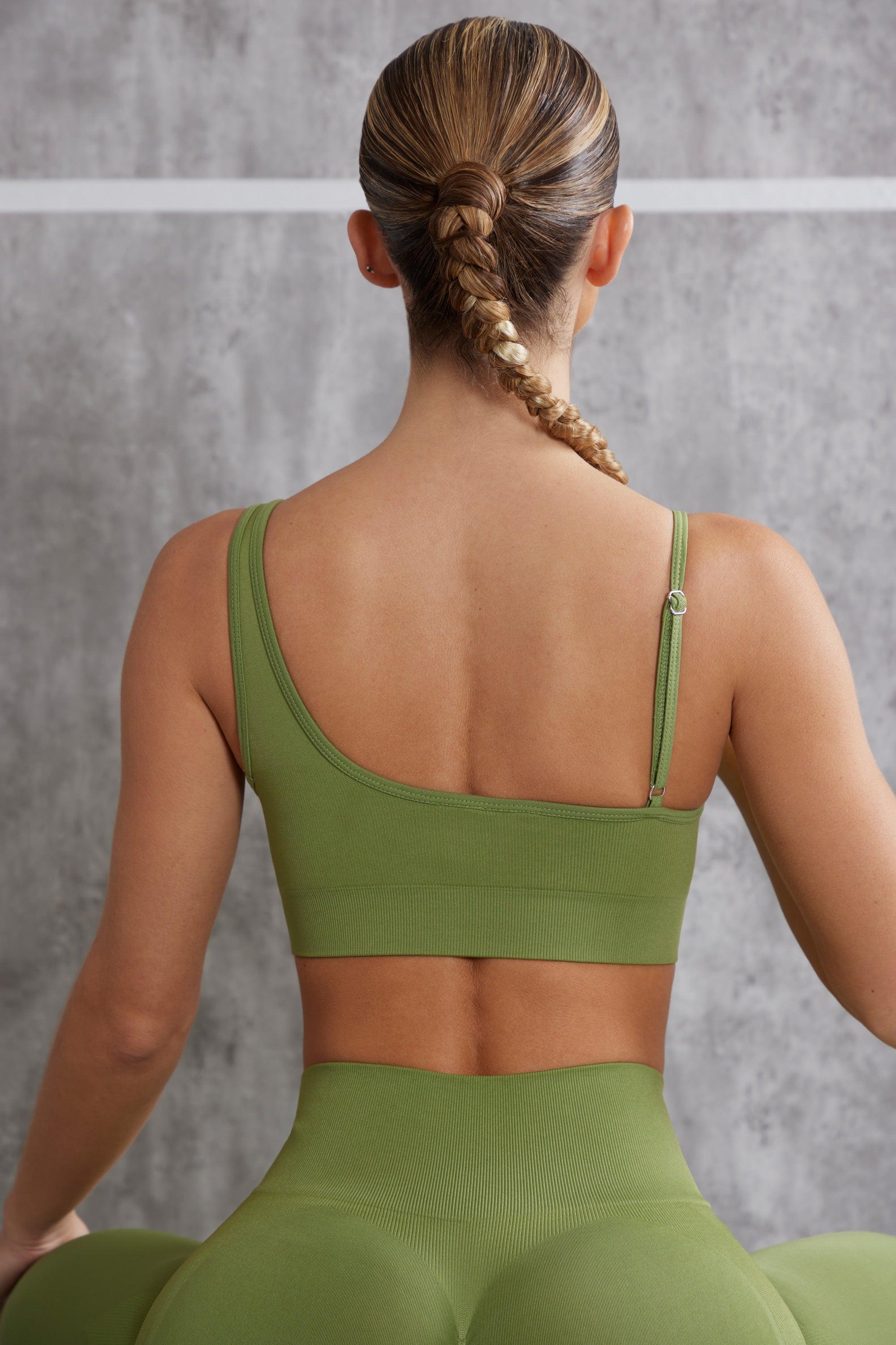 Asymmetric Sports Bra in Olive Product Image