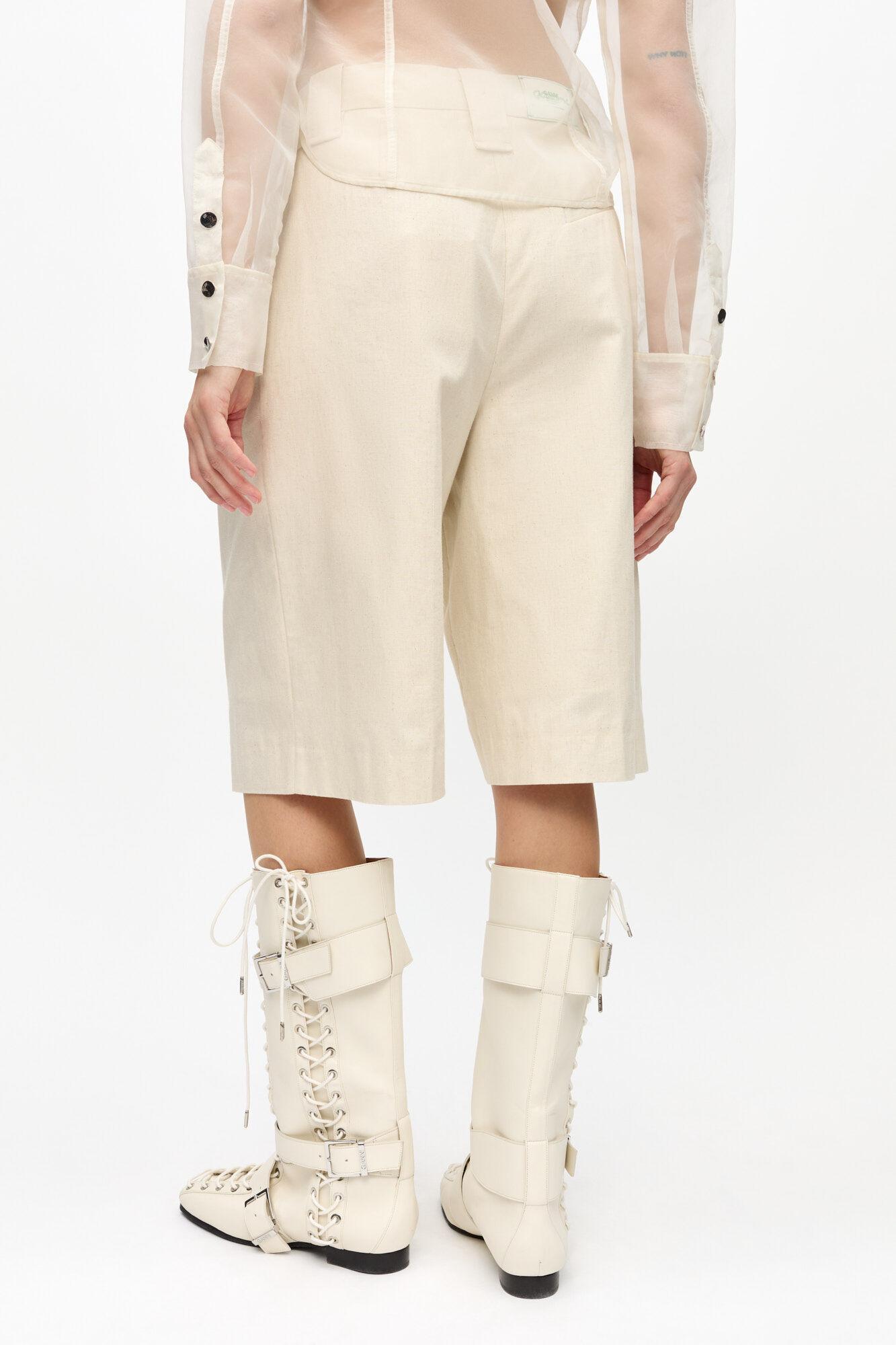 Off-White Cotton Melange Tailoring Wide Shorts Product Image