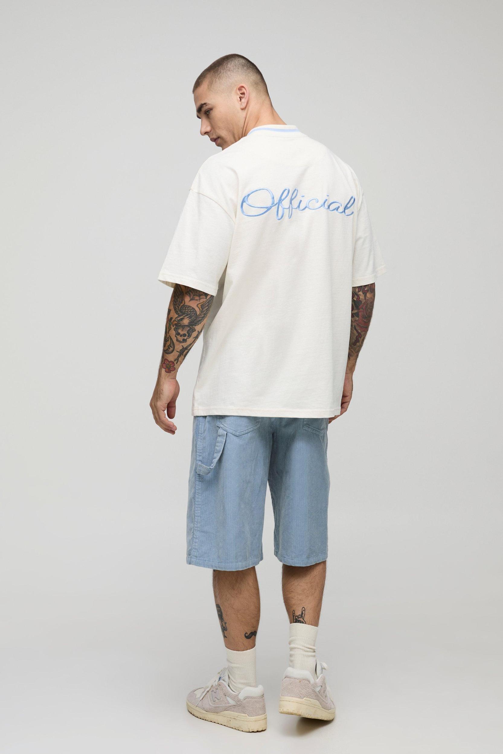 Oversized Varsity Embroidered T-Shirt | boohooMAN USA Product Image