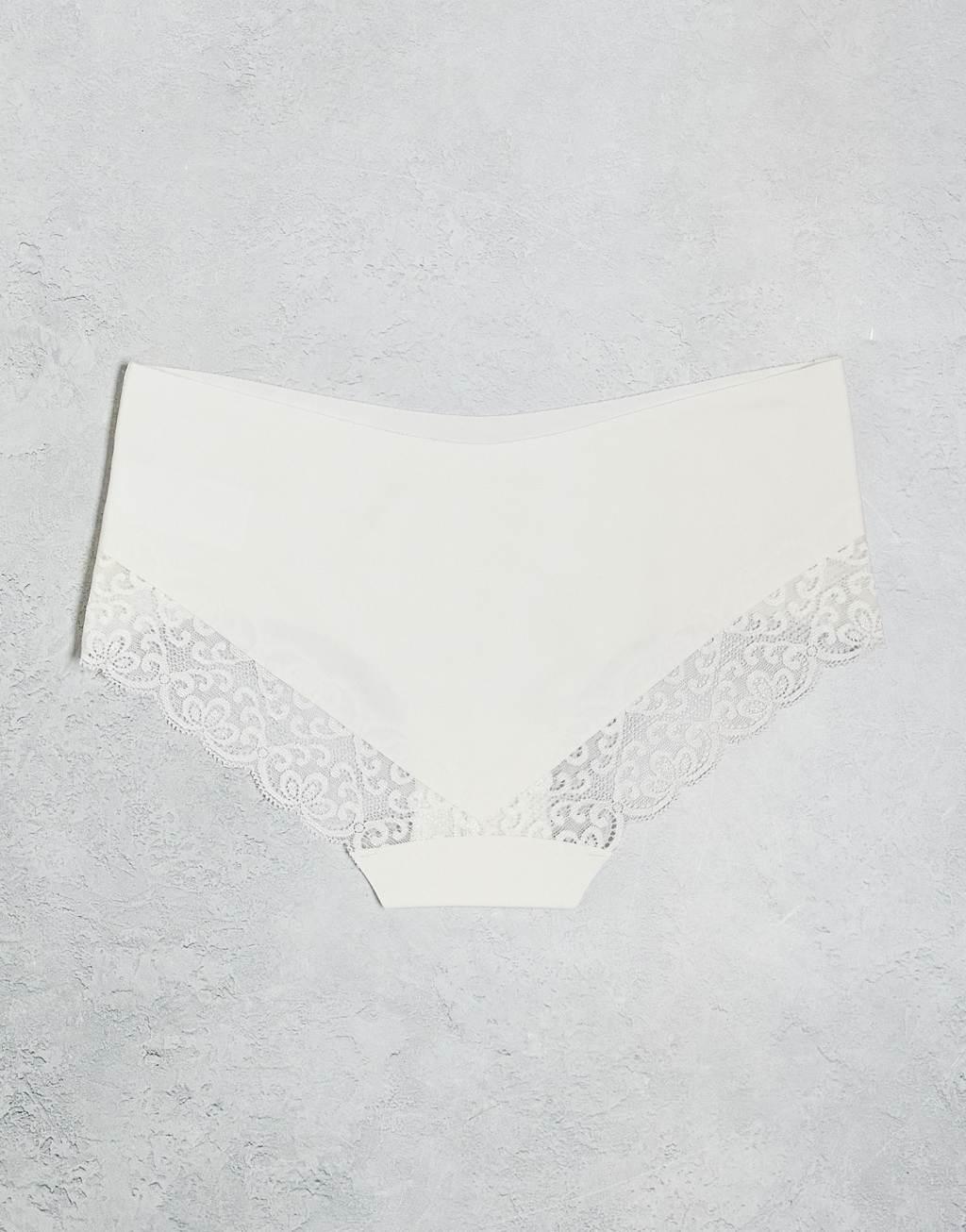 Cotton On boyleg seamless lace pants multipack in black frappe and cream Product Image