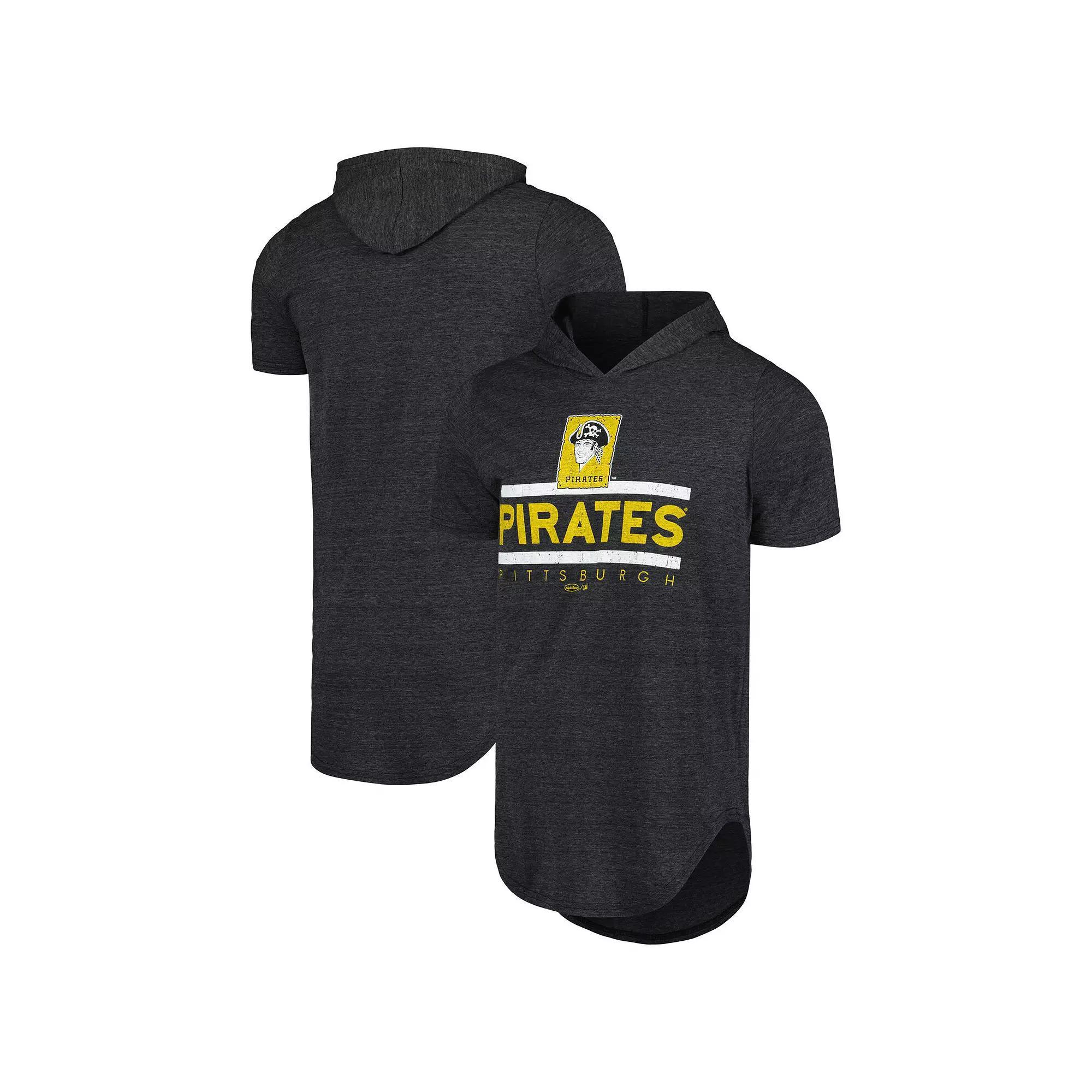 Men's Majestic Threads Black Pittsburgh Pirates Tri-Blend Hoodie T-Shirt, Size: Medium Product Image