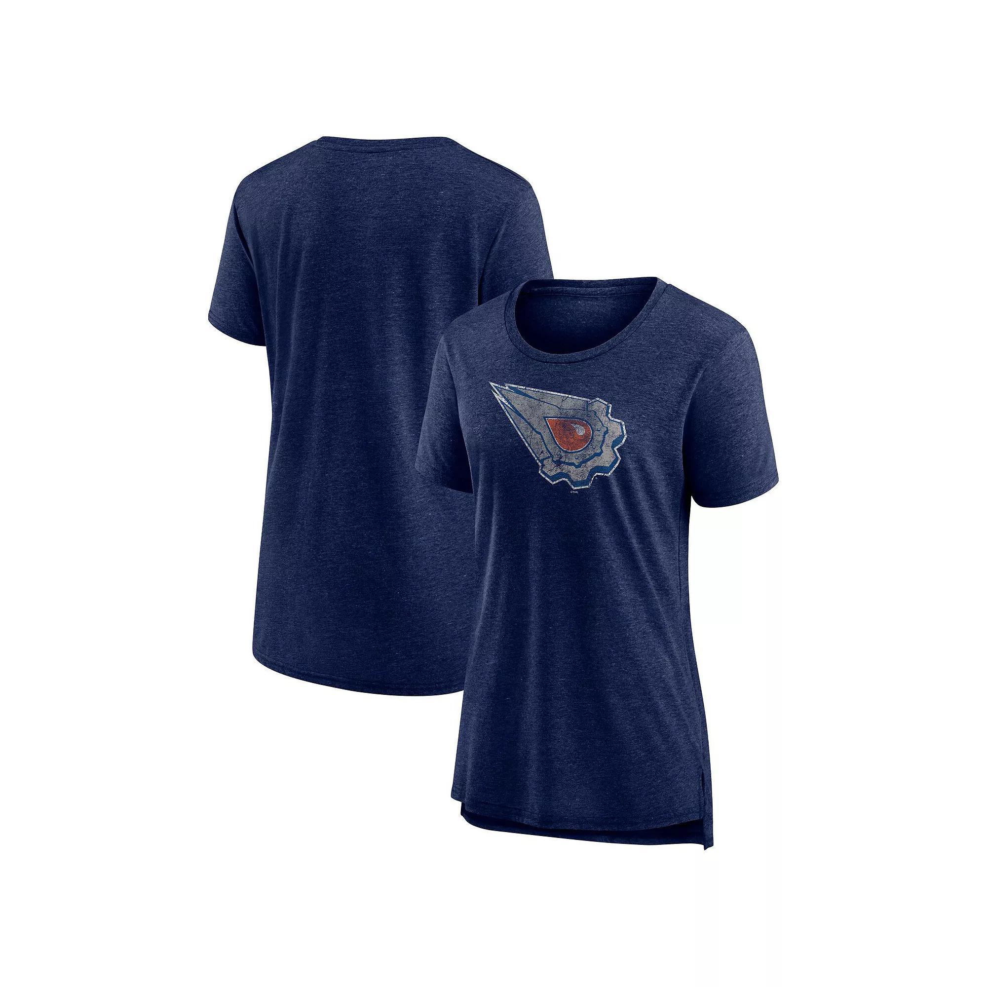 Women's Fanatics Heather Navy Edmonton Oilers Special Edition 2.0 Modern T-Shirt, Size: Small, Oil Blue Product Image