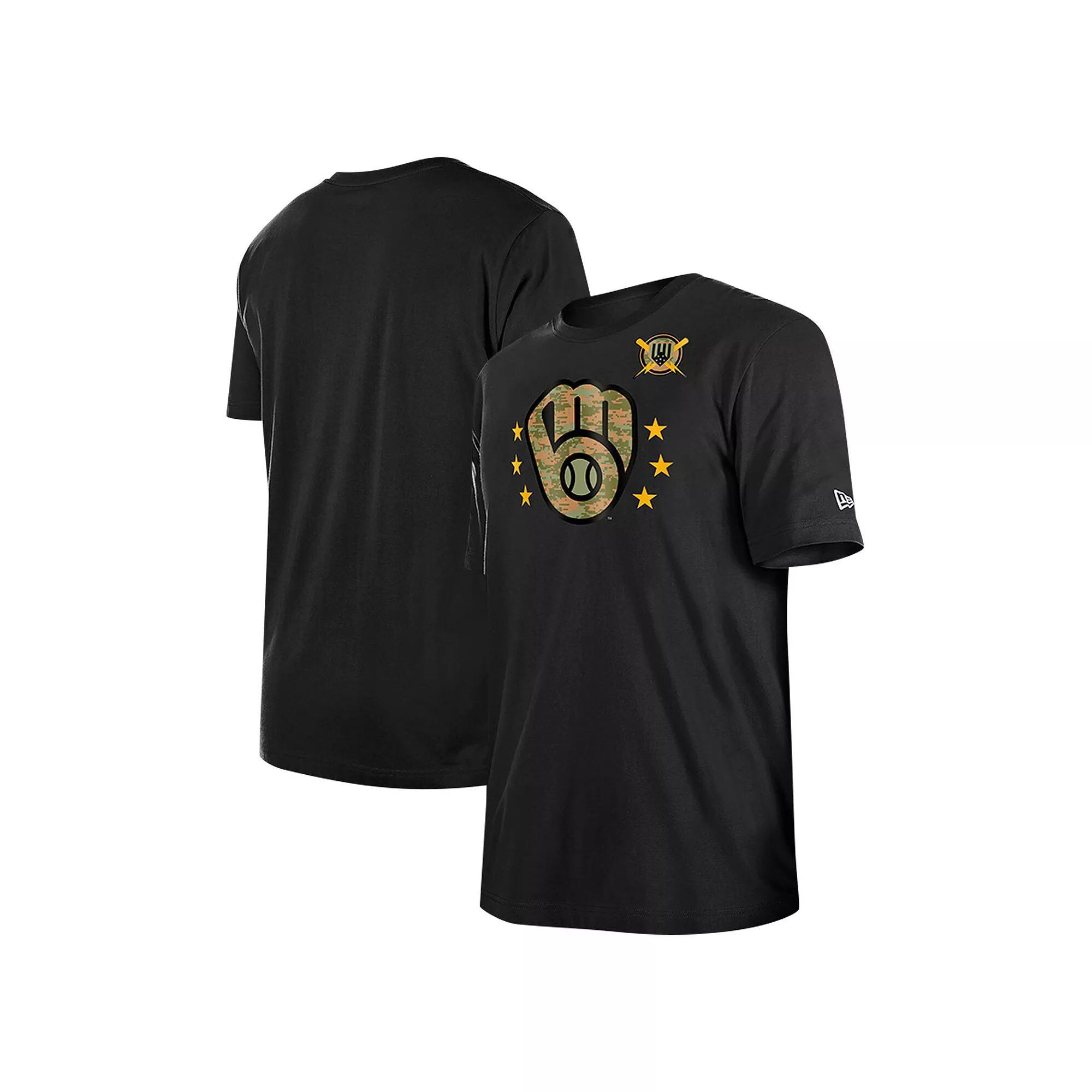 Men's New Era Black Milwaukee Brewers 2024 Armed Forces Day T-Shirt, Size: Small Product Image