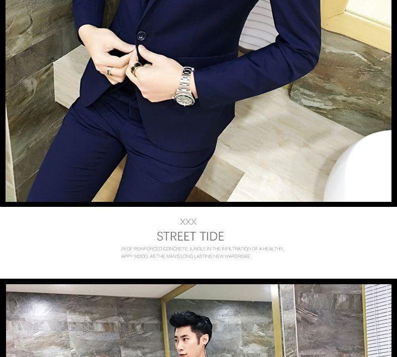 Set: Plain Blazer + Vest + Dress Pants Product Image