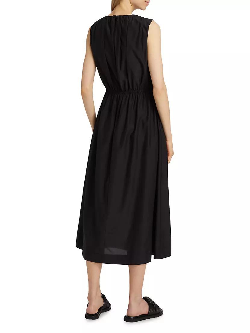 Aphrodite Gathered Cotton-Silk Midi-Dress Product Image