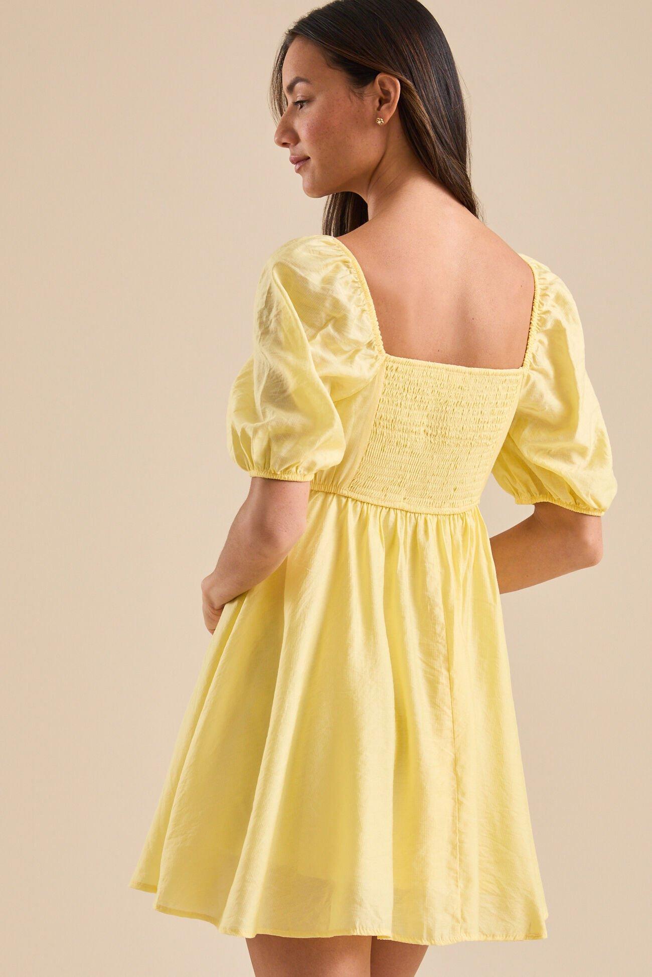 Amalia Puff Sleeve Pleated Dress Product Image
