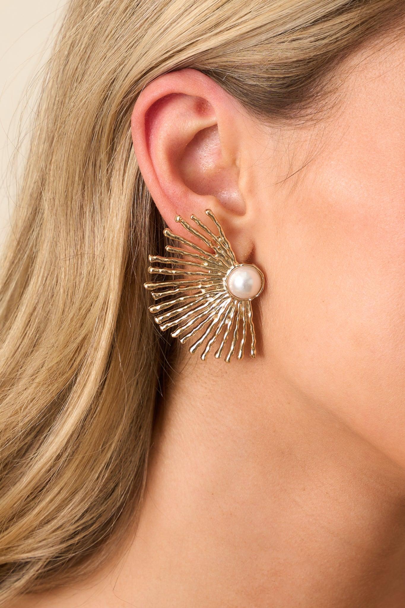 World Of A Difference Gold Textured Statement Earrings Product Image