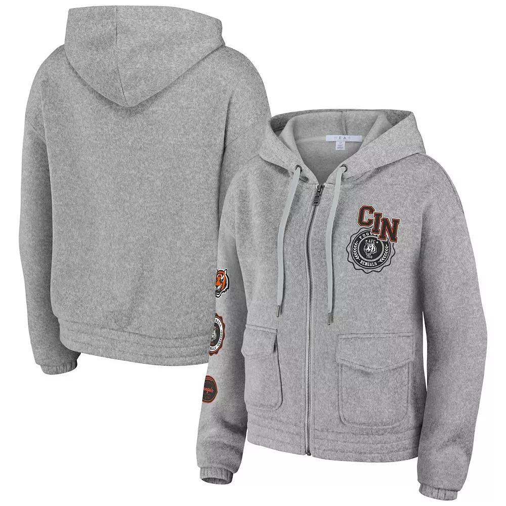 Women's WEAR by Erin Andrews Heather Gray Cincinnati Bengals Full-Zip Hoodie, Size: Medium, Grey Product Image