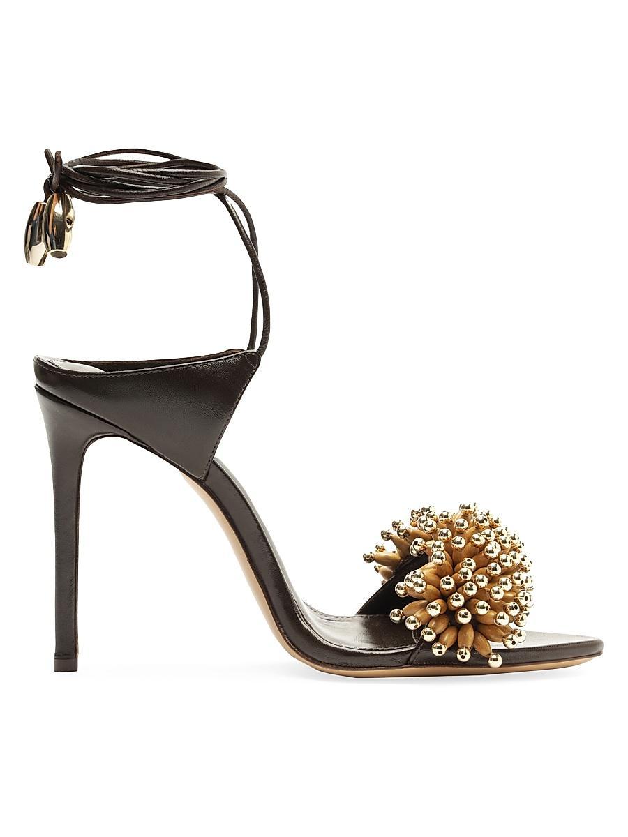 Womens Zaya 100MM Embellished Leather Ankle-Wrap Sandals Product Image