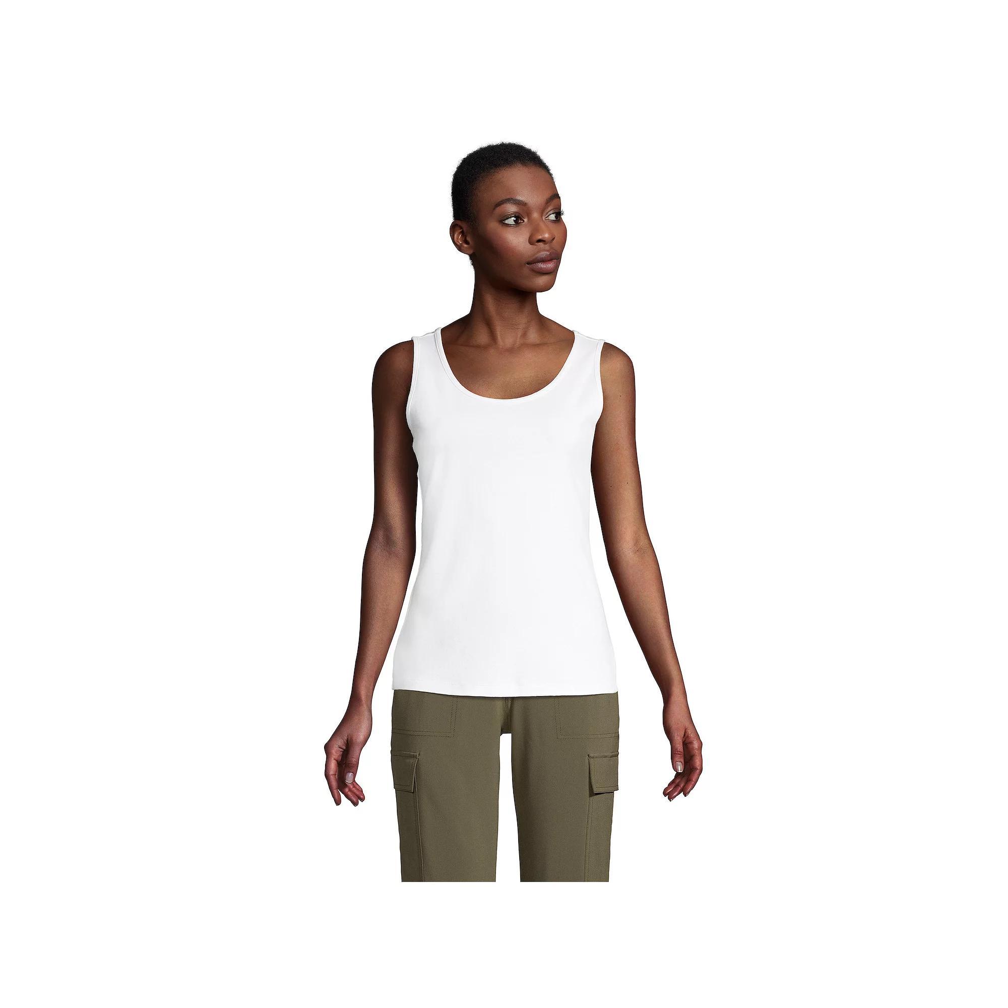 Women's Lands' End Cotton Tank Top, Size: XL, White Product Image