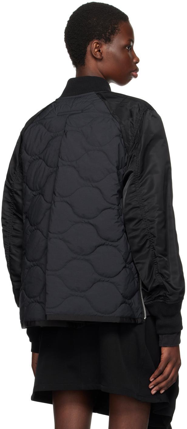 SACAI Nylon-sleeve Quilted Zip Up Jacket In Black Product Image