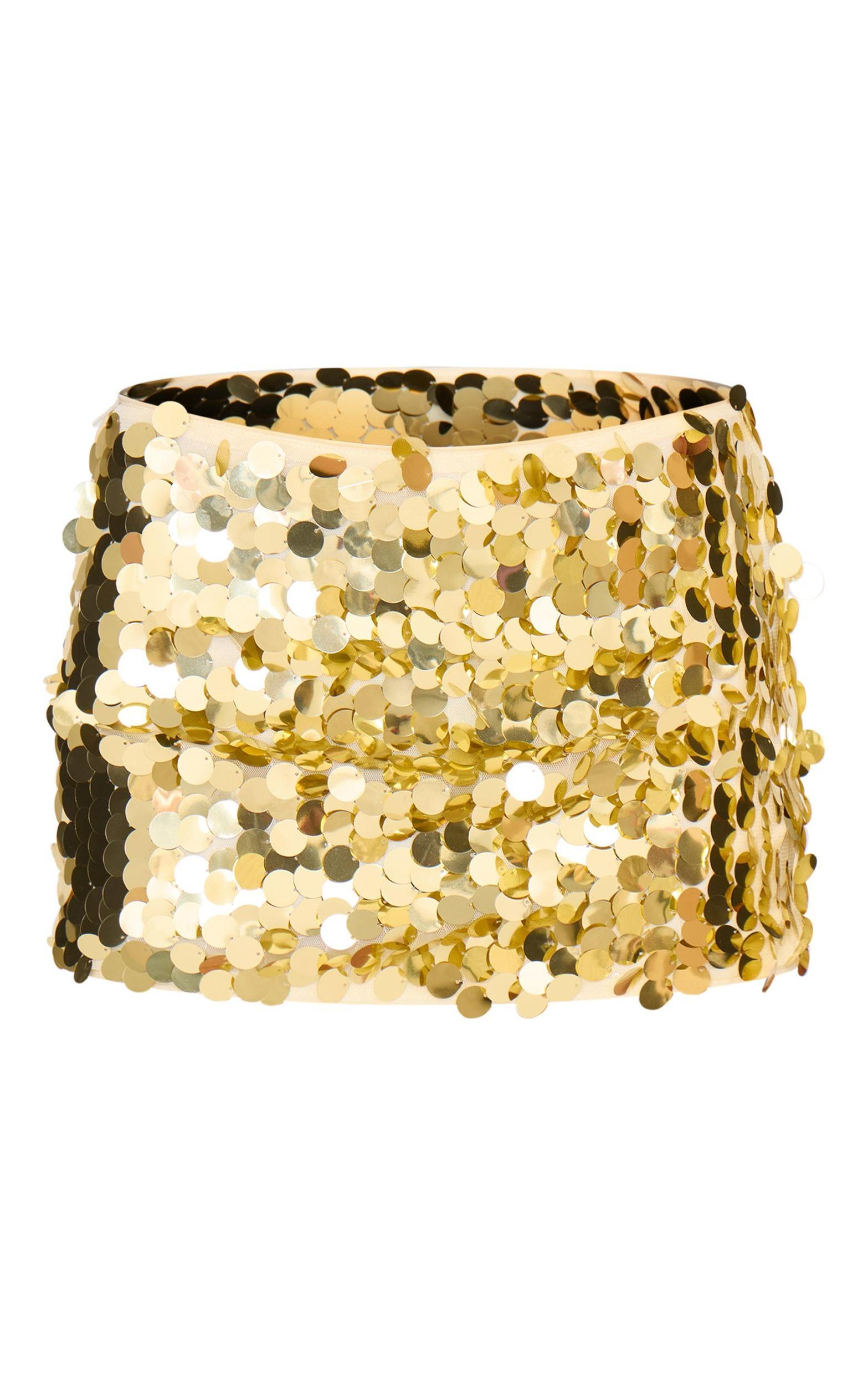 Gold Disc Sequin Mini Skirt Product Image