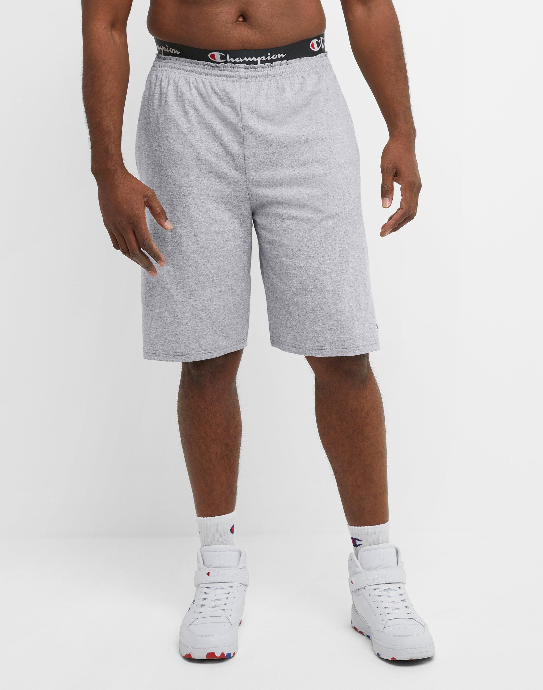 Mens Champion Lightweight Lounge Shorts, C Patch Logo (Big & Tall) Oxford Grey XLT Product Image