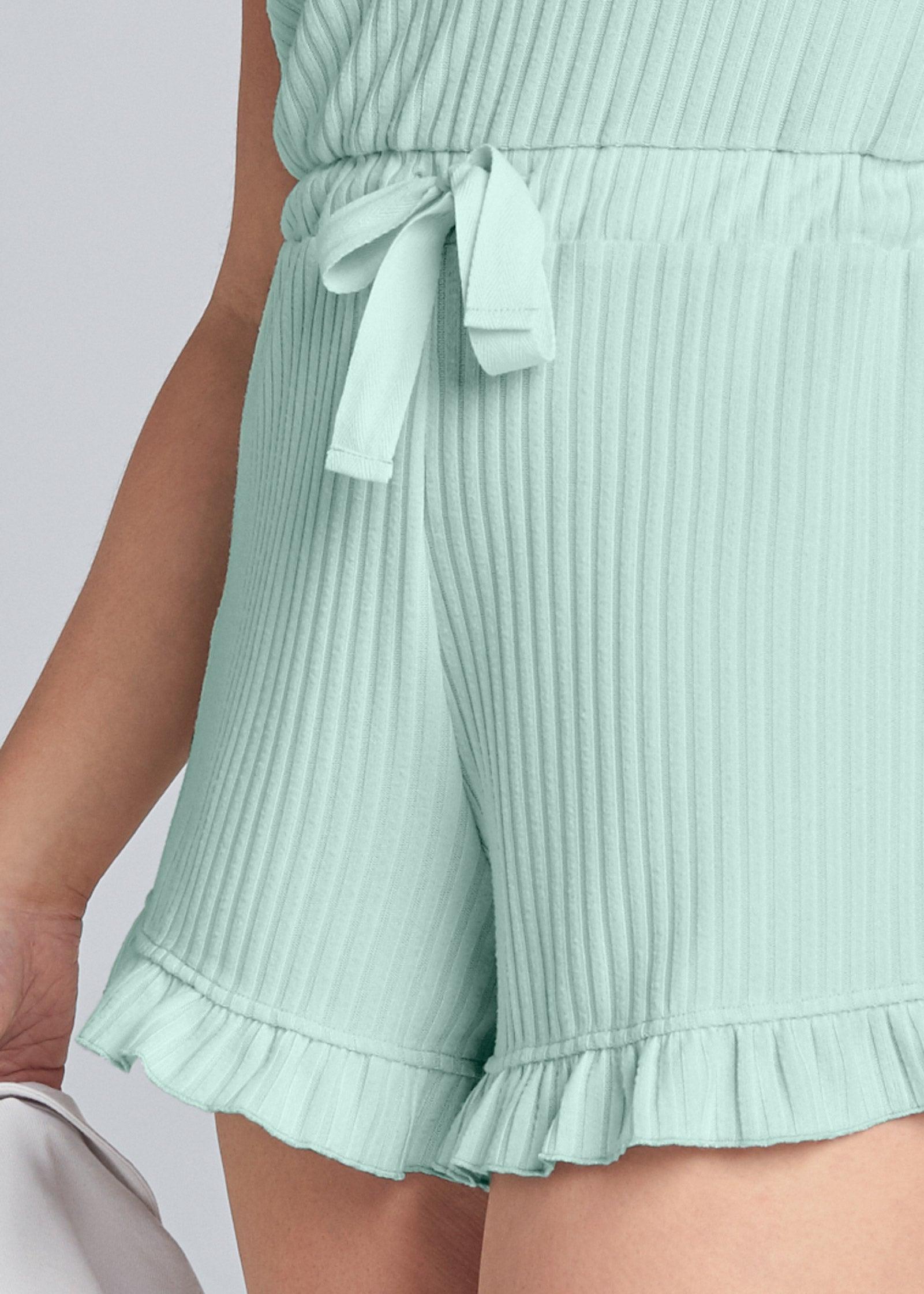 Cozy Rib Knit Lounge Romper - Aqua Product Image