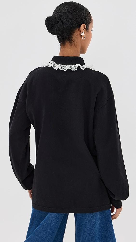 Tanner Fletcher Cletus Lace Trim Long Sleeve Polo | Shopbop Product Image