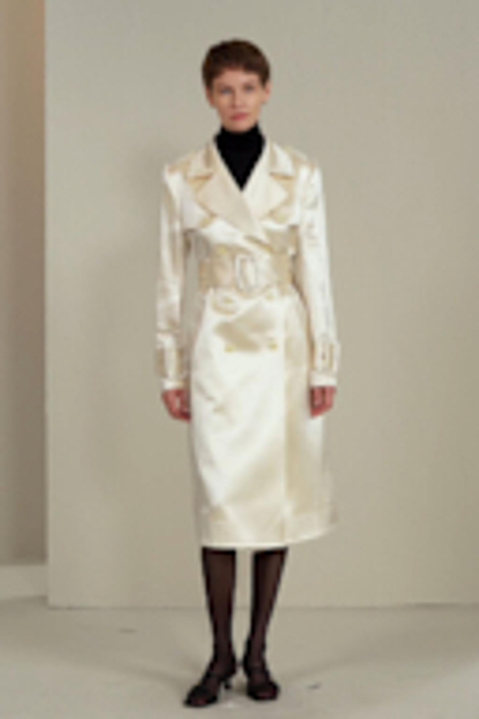 Double Breasted Silk-Blend Belted Coat Product Image