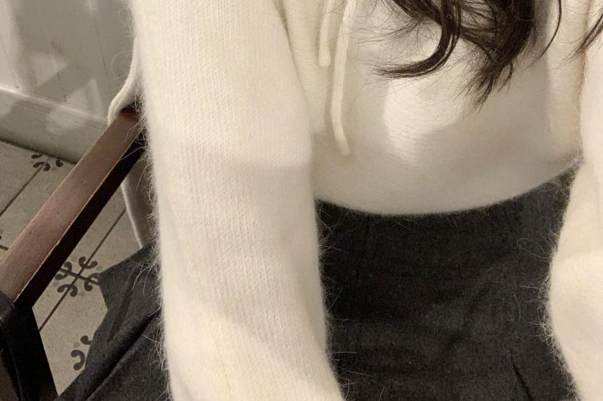 Long Sleeve Halter-Neck Plain Loose-Fit Sweater Product Image