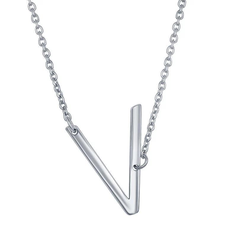 Sterling Silver Sideways Initial Necklace, Womens Sterling B Product Image