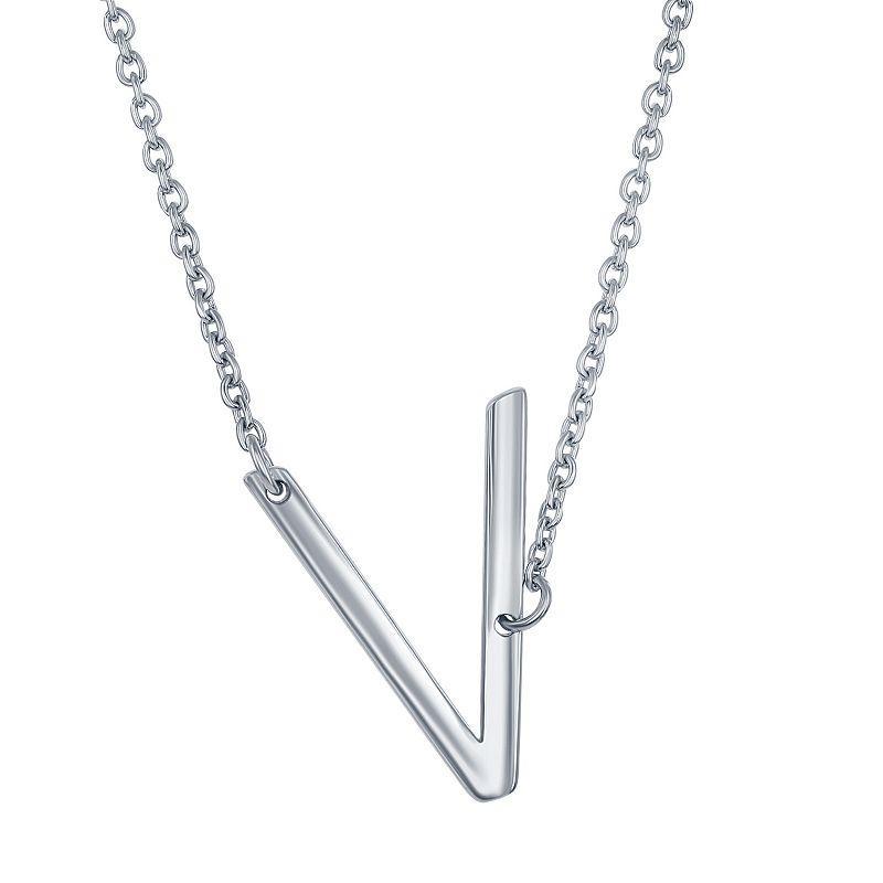 Sterling Silver Sideways Initial Necklace, Womens Sterling B Product Image