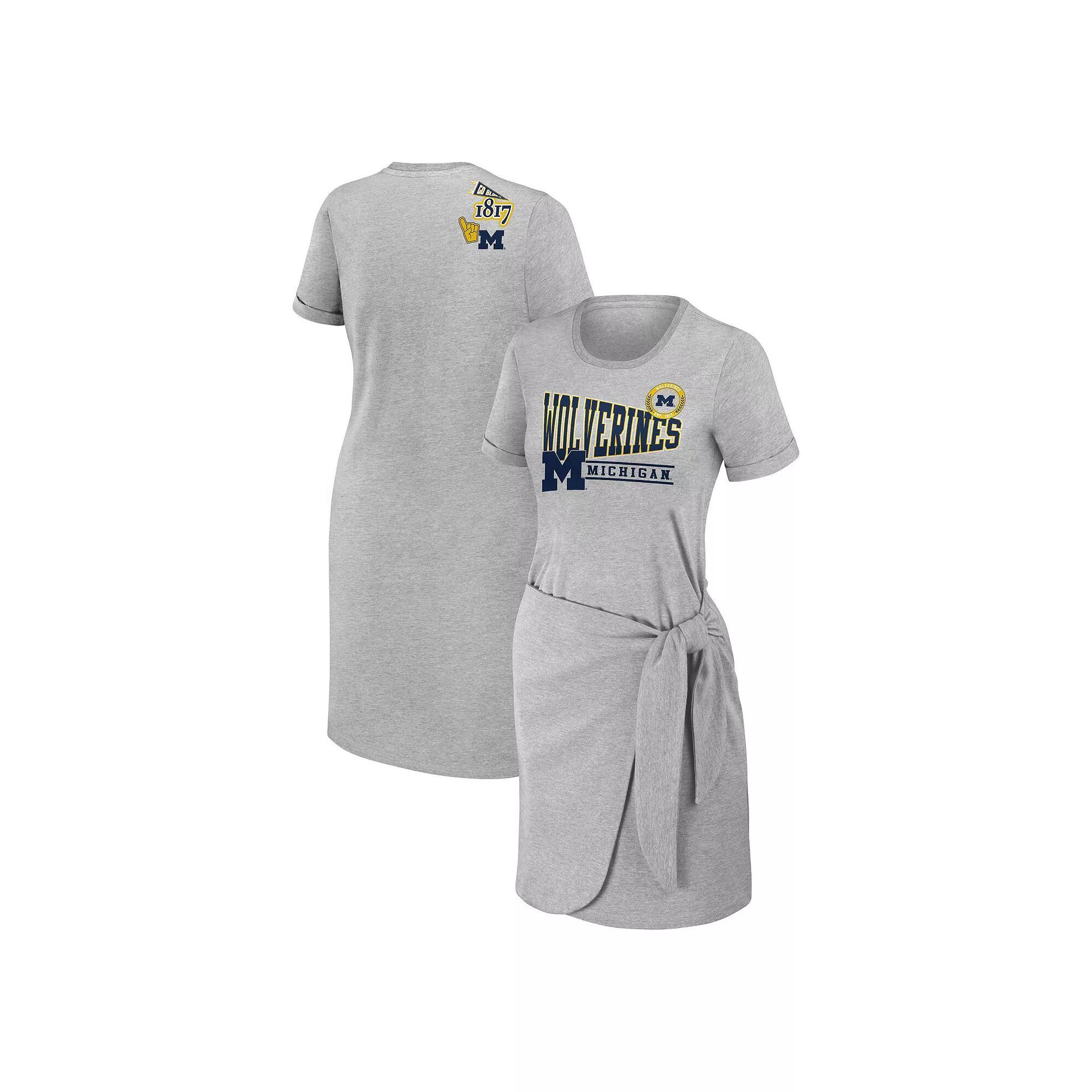 Womens WEAR by Erin Andrews Heather Gray Michigan Wolverines Knotted T-Shirt Dress Product Image