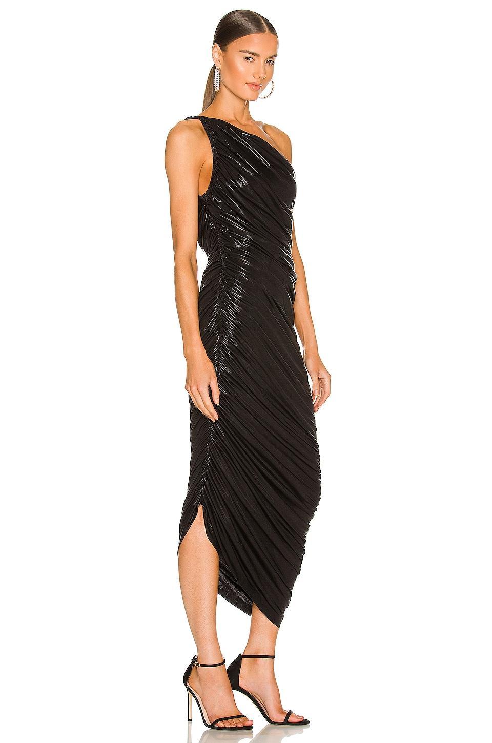 Womens Diana Metallic Ruched One-Shoulder Gown Product Image