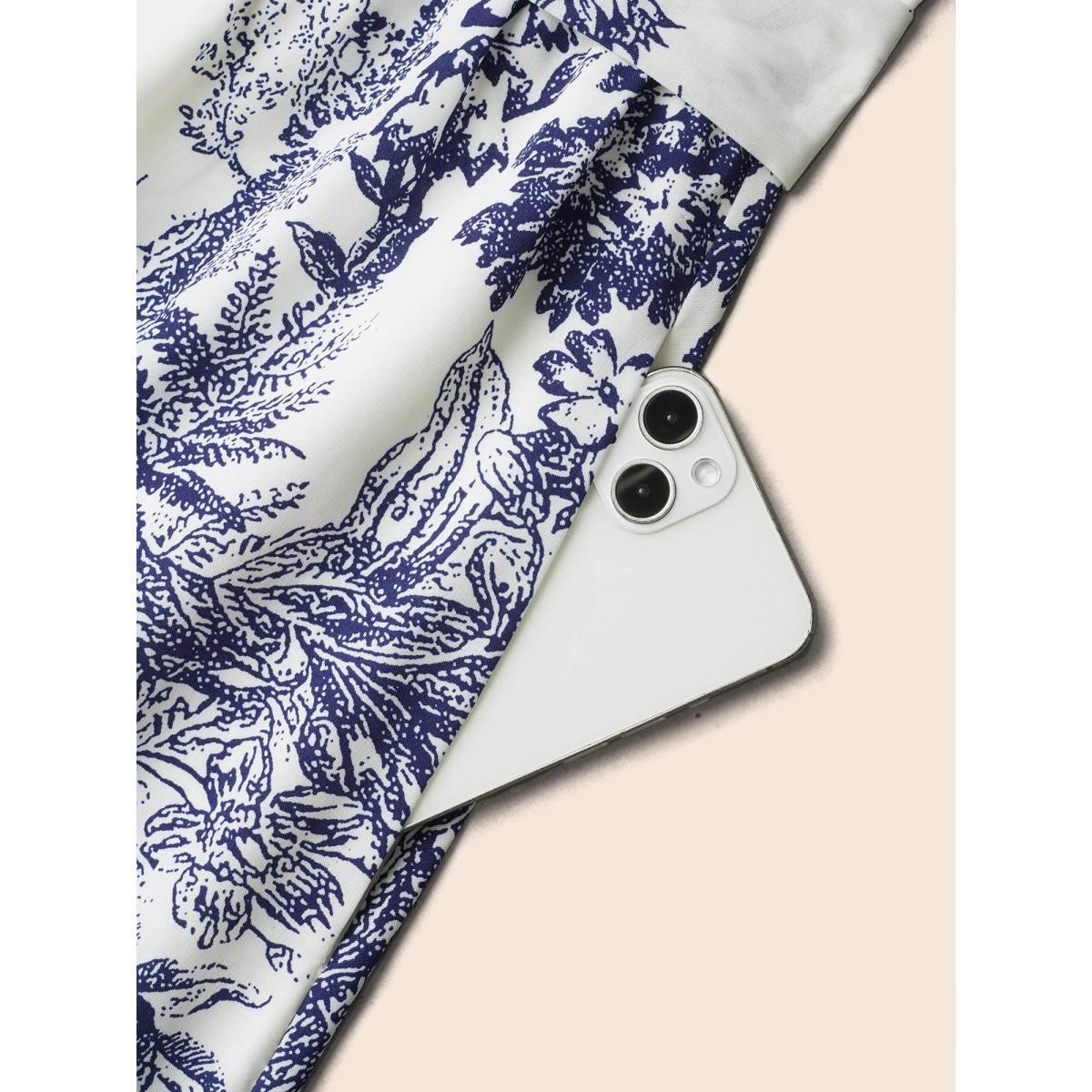 Plus Size Spring Time Florals Sleeveless Midi Dress WhiteSmoke Women Elegant Gathered Halter neck Sleeveless Curvy BloomChic 28/5X Product Image