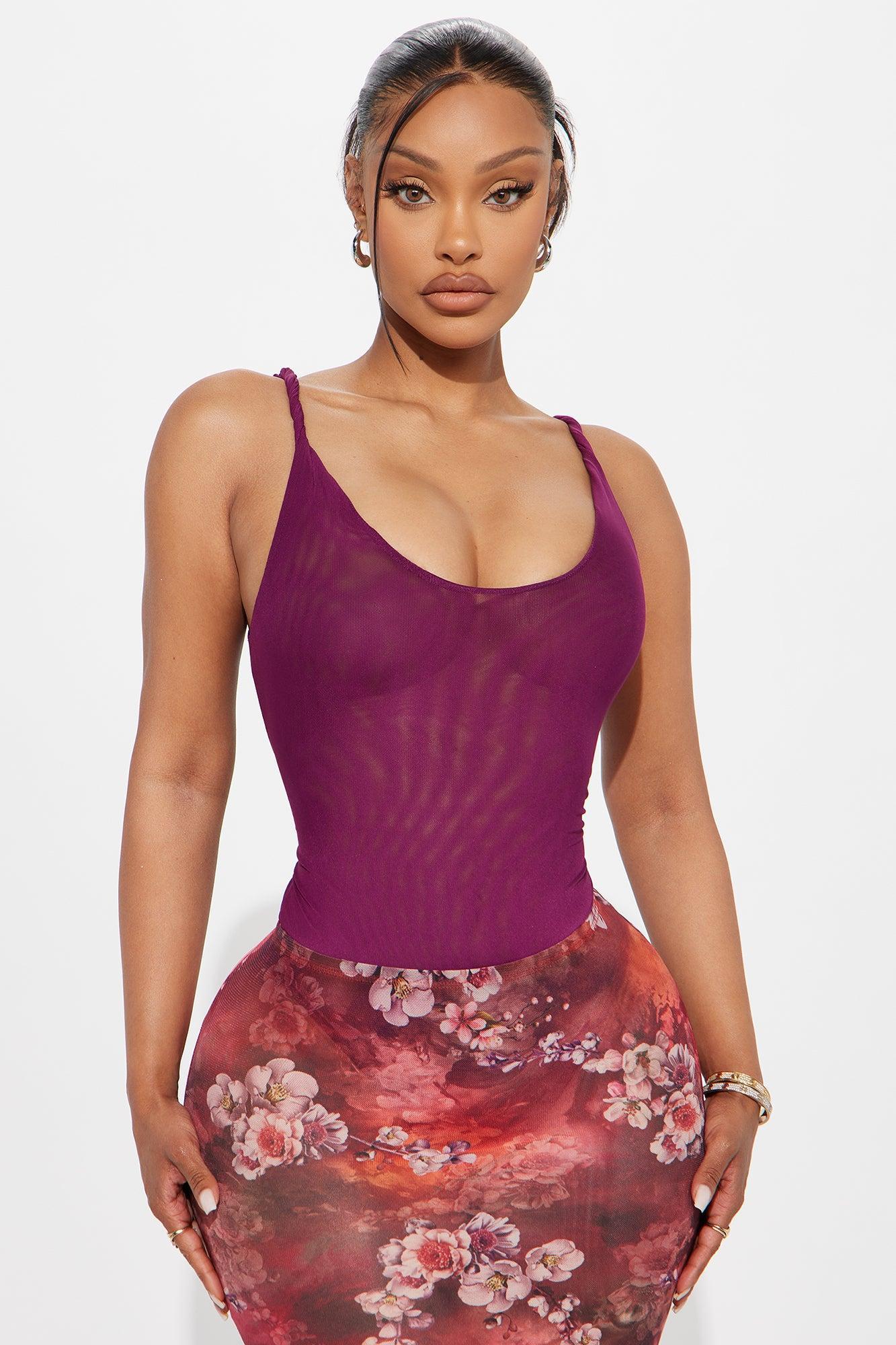 Twila Mesh Bodysuit - Plum Product Image
