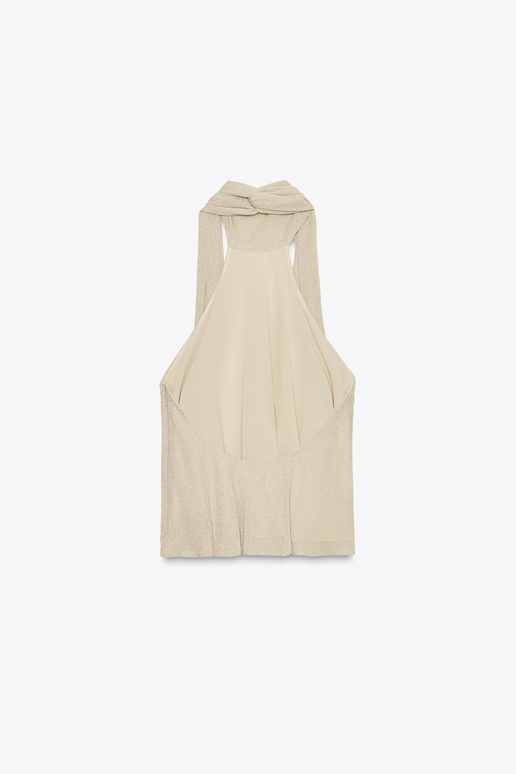 METALLIC THREAD HALTER TOP Product Image
